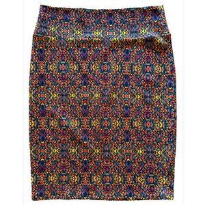 LuLaRoe Cassie Pencil Skirt Large Geometric Floral Stretch Casual Office EUC